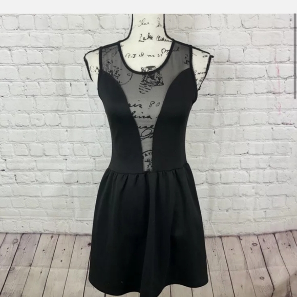 🥳HP🥳For Love and Lemon Black Lulu Mesh Dress M - Picture 2 of 8